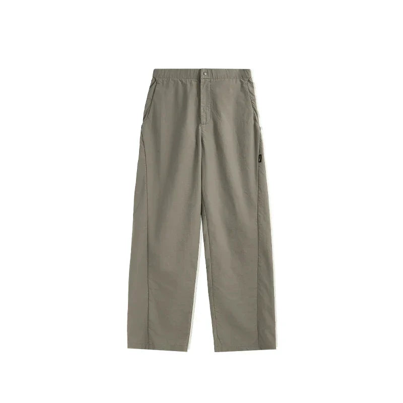 Solid Color Nylon Comfy Straight Leg Pants