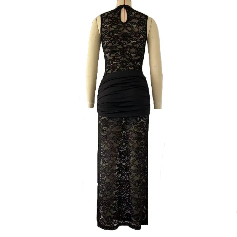 Women Vintage Lace Long Dress