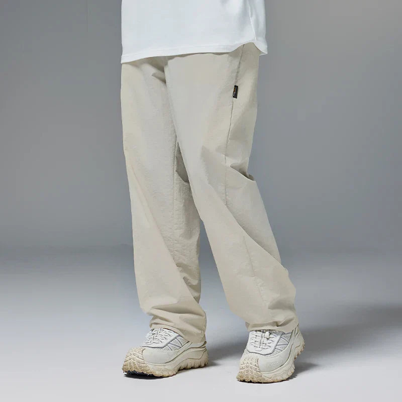 Solid Color Nylon Comfy Straight Leg Pants