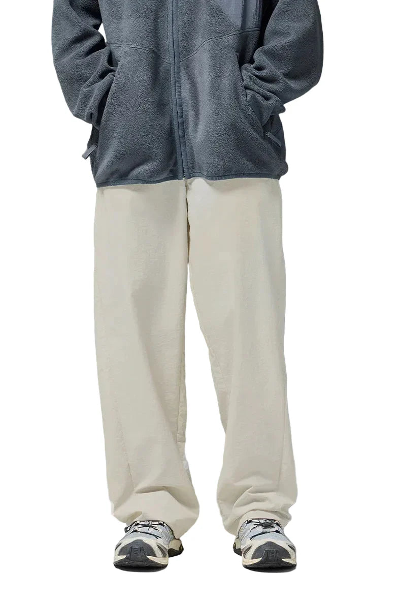 Solid Color Nylon Comfy Straight Leg Pants