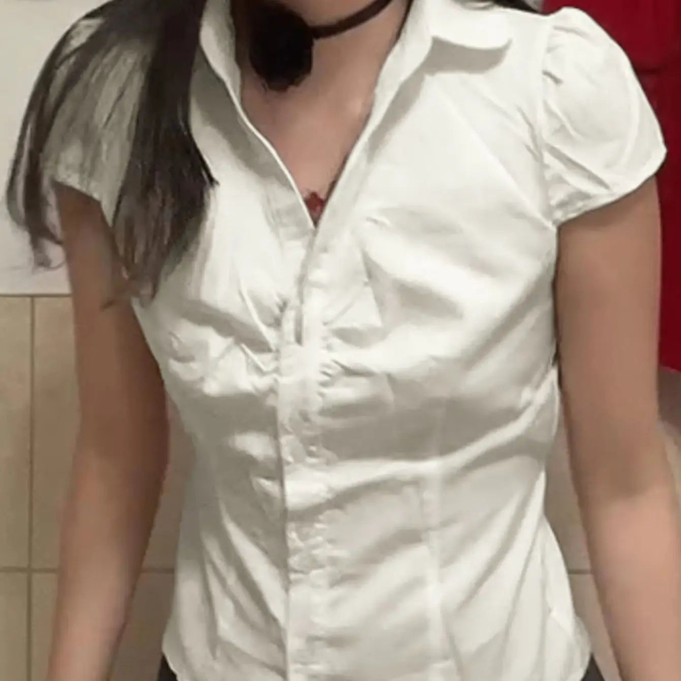 Summer Kawaii Solid Shirring Shirt