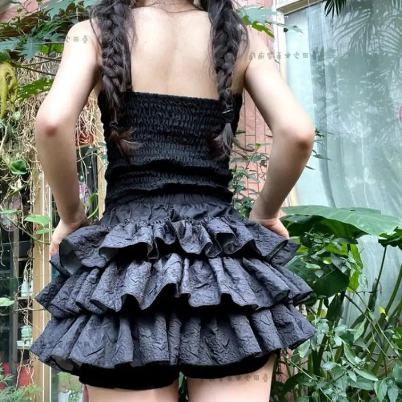 Ruffles Layered Patchwork High Waist Mini Skirts