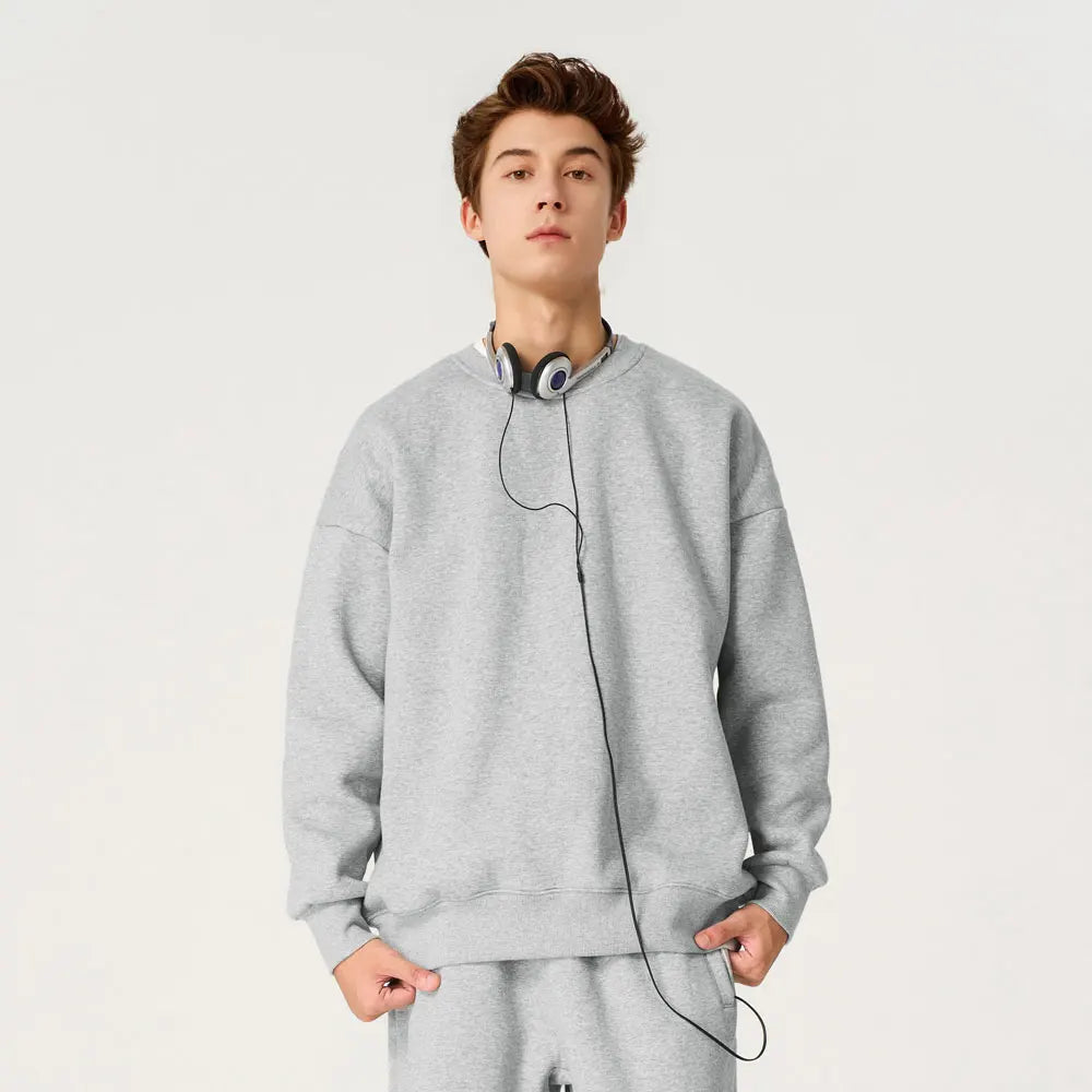 Thick Lined Fleece Crewneck Loose Sweatshirt