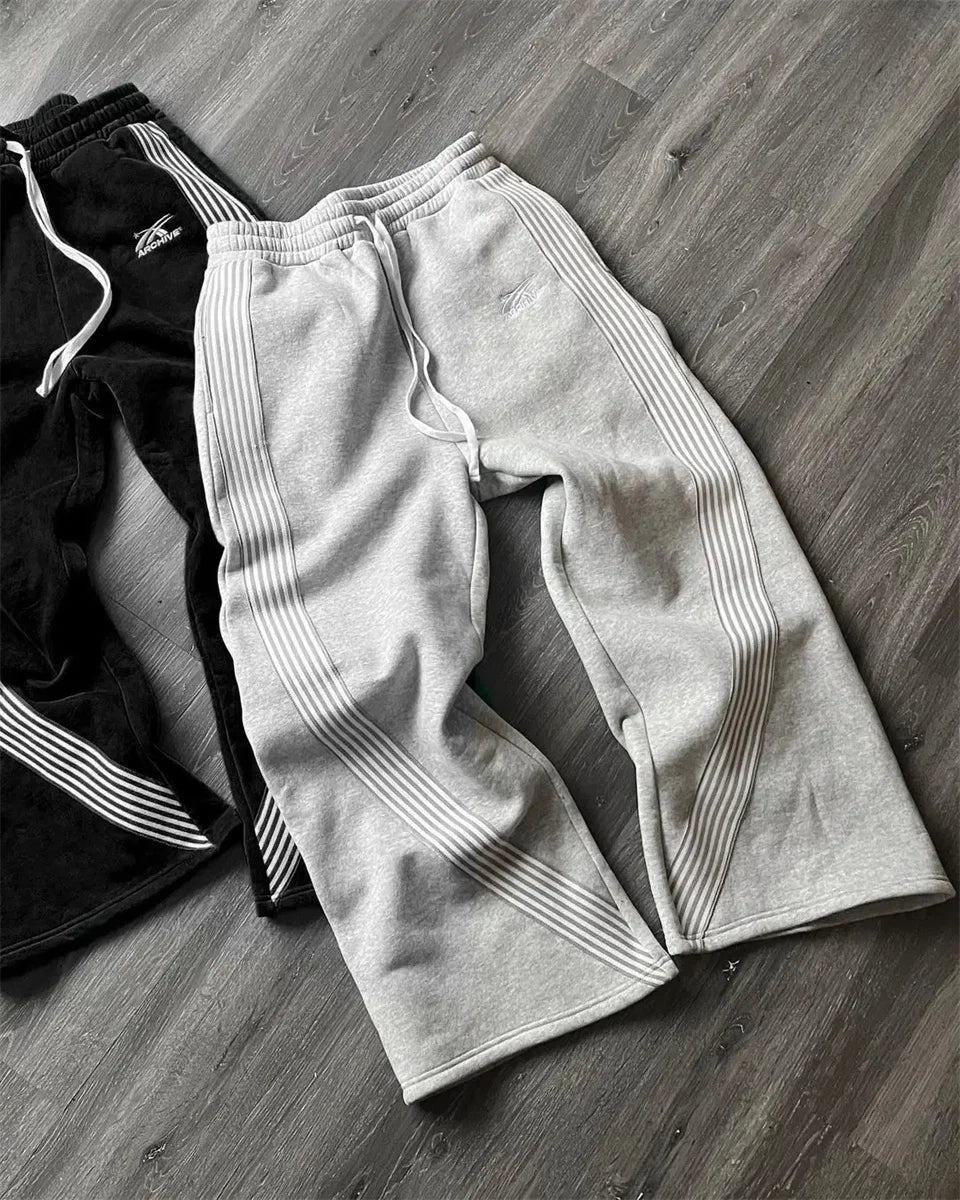 Y2k Embroidered Black Gray Casual Pants