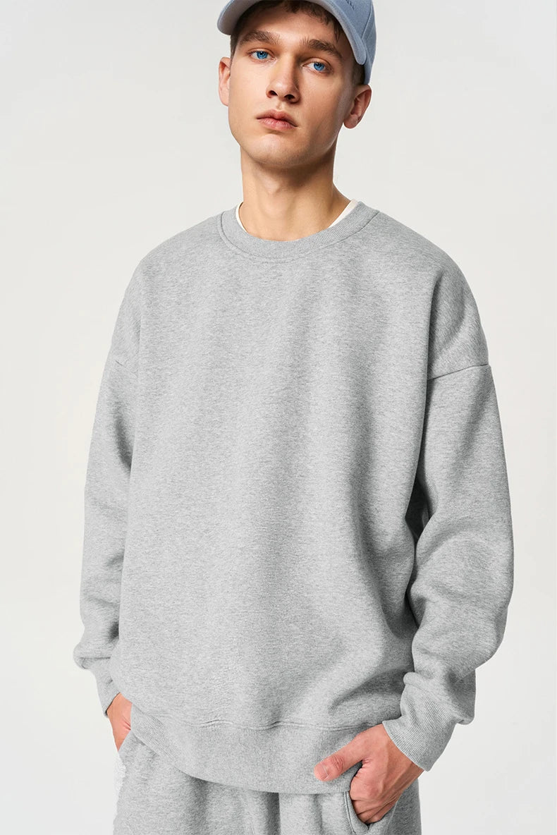 Thick Lined Fleece Crewneck Loose Sweatshirt