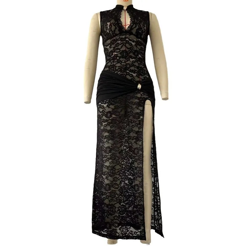 Women Vintage Lace Long Dress