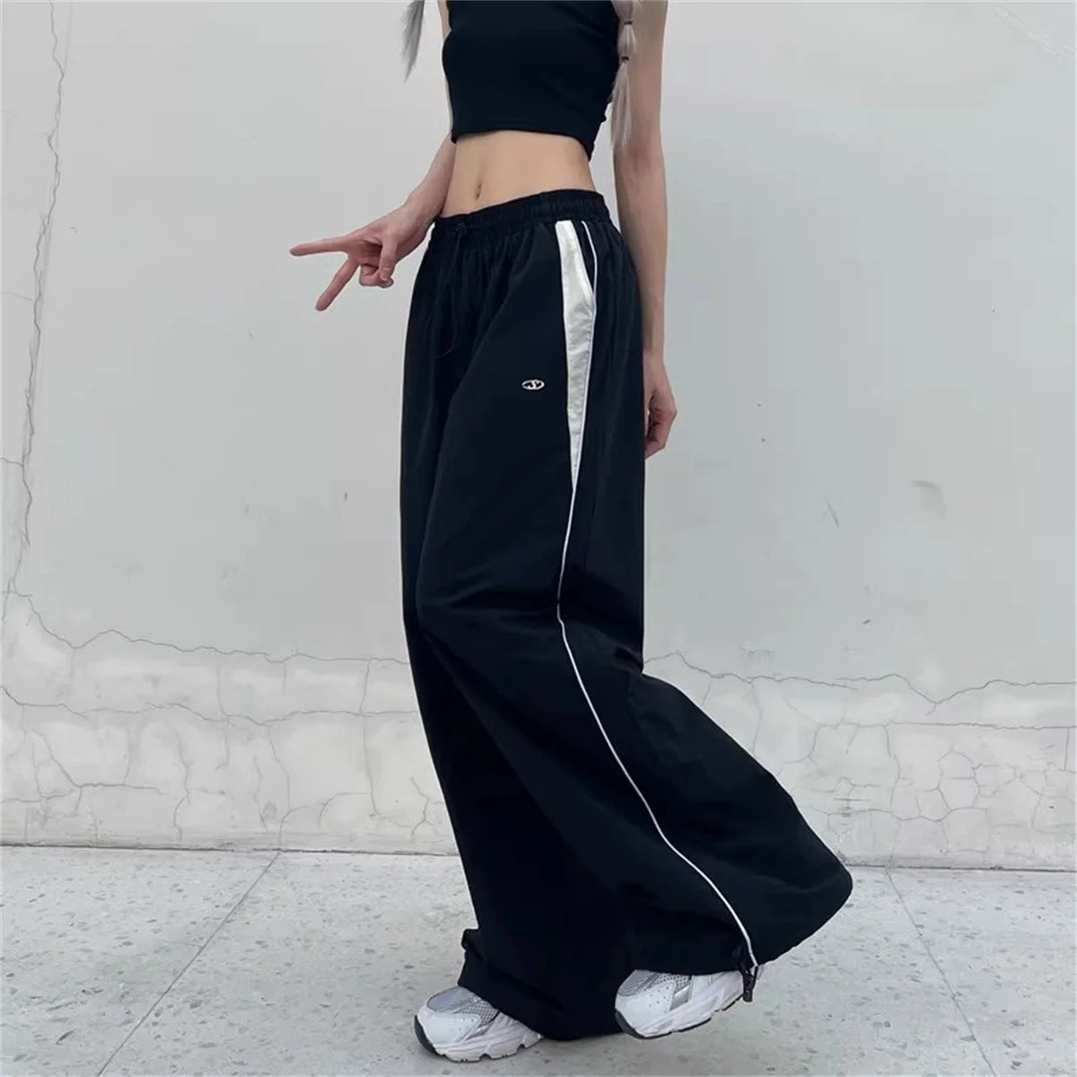 High Waisted Loose Red Stripped Pants