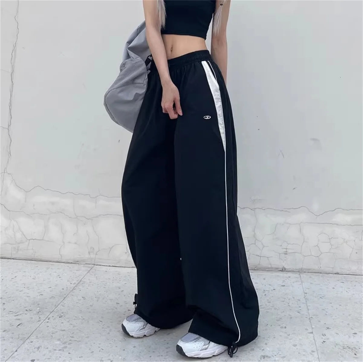 High Waisted Loose Red Stripped Pants