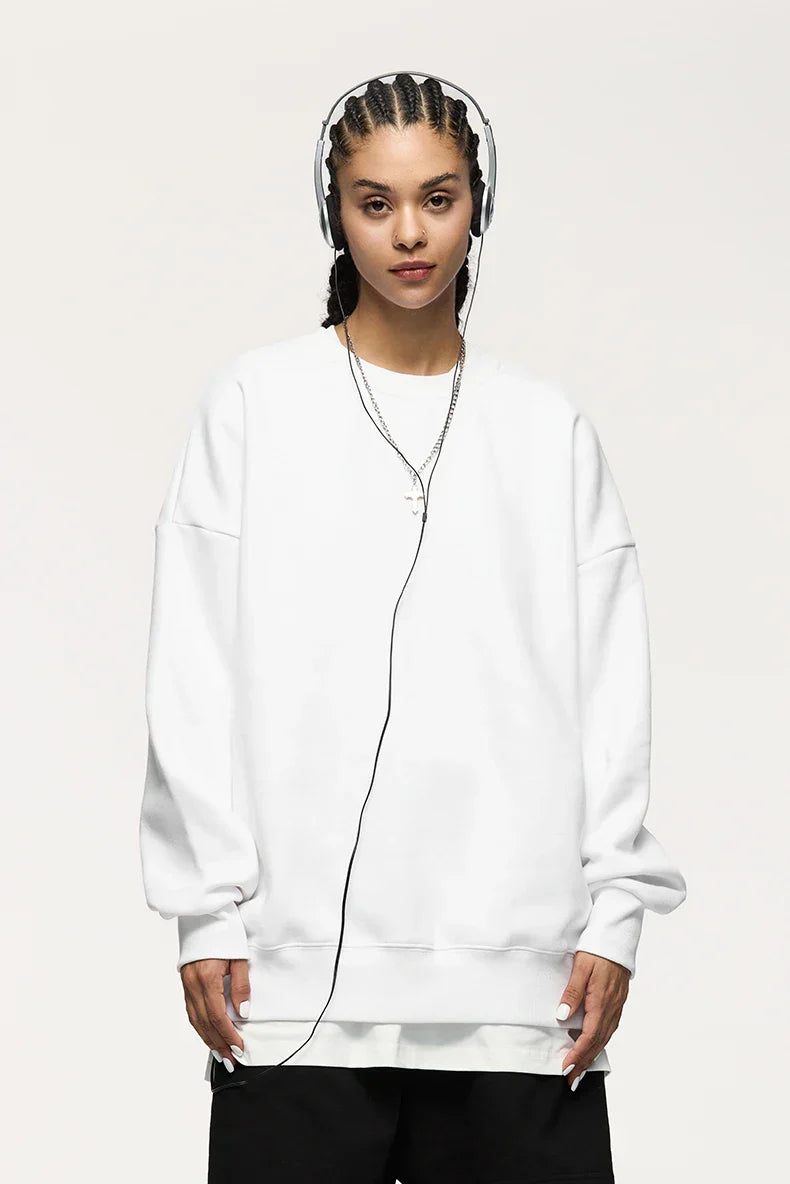 Thick Lined Fleece Crewneck Loose Sweatshirt
