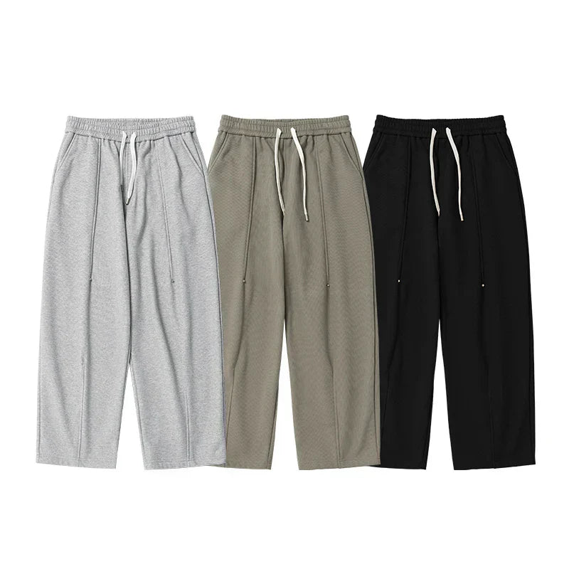 Thick Fleece Solid Color Drawstring Sweatpants