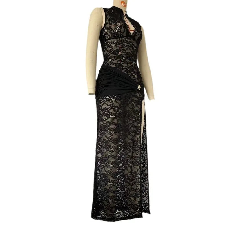 Women Vintage Lace Long Dress