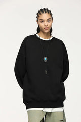 Thick Lined Fleece Crewneck Loose Sweatshirt