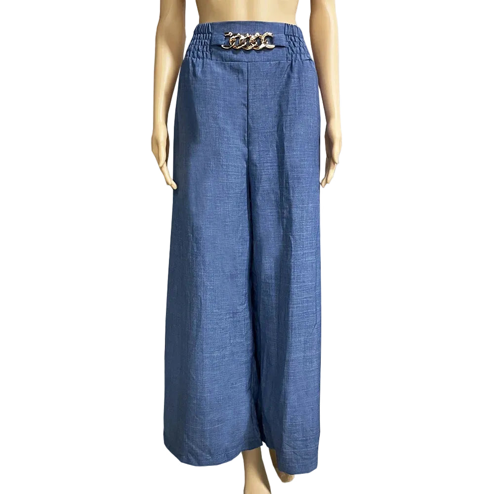 High Waist Solid Color Wide Leg Pants