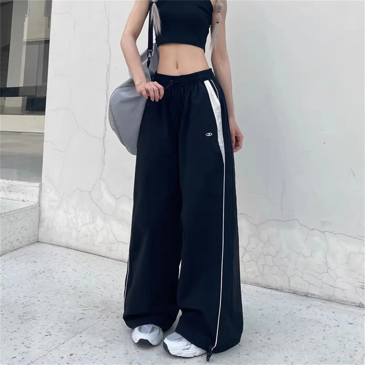 High Waisted Loose Red Stripped Pants