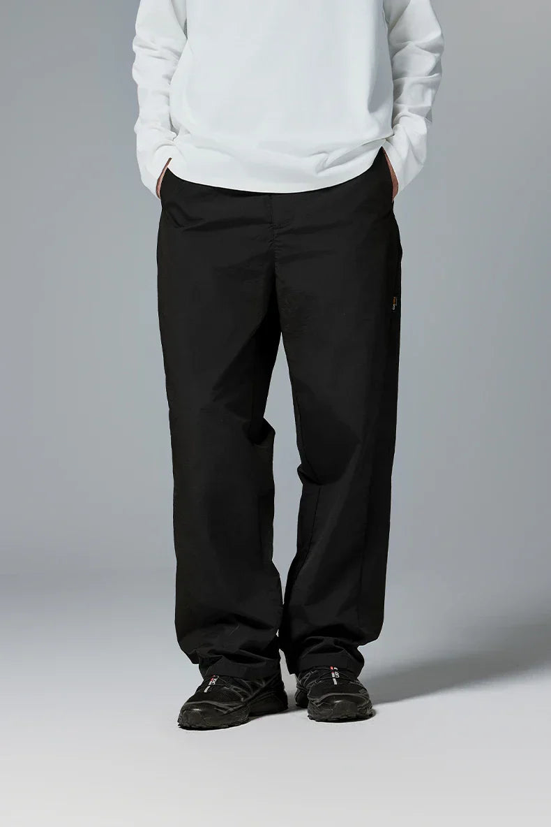 Solid Color Nylon Comfy Straight Leg Pants