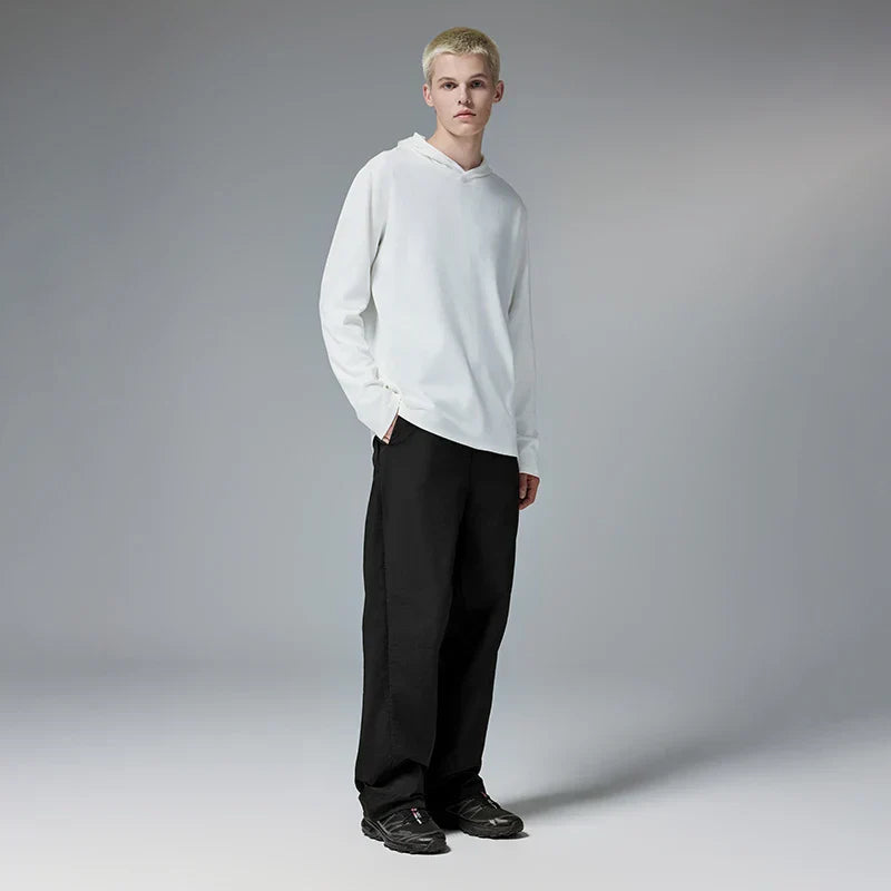 Solid Color Nylon Comfy Straight Leg Pants