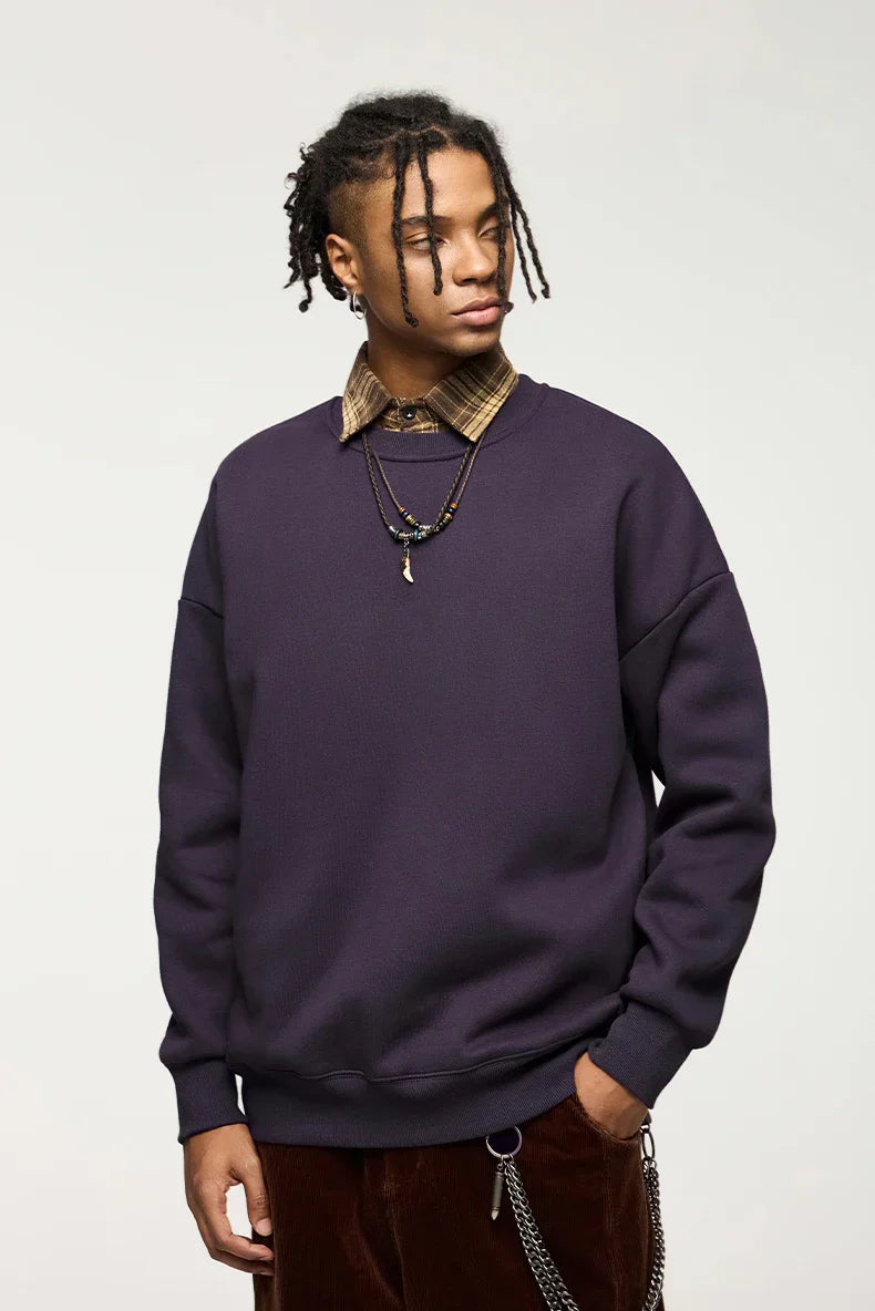 Thick Lined Fleece Crewneck Loose Sweatshirt