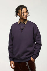 Thick Lined Fleece Crewneck Loose Sweatshirt