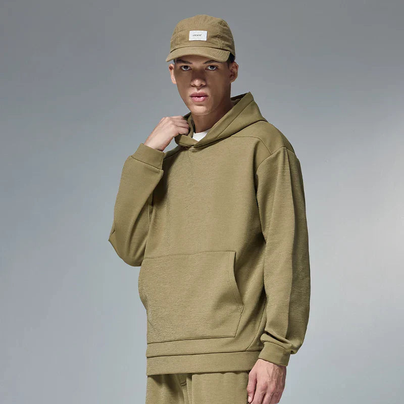 Sudadera con capucha de color liso de tejido grueso