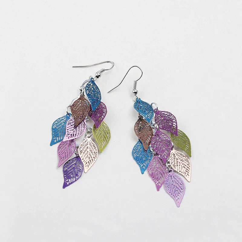 Vintage Hollow Leaves Shiny Earrings