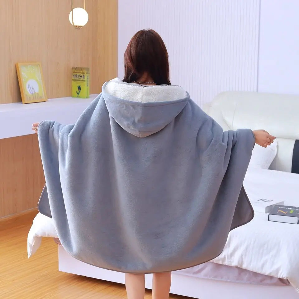 Heavy Thick Fleece Hooded Blanket