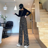 Leopard High Waist Straight Leg Pants