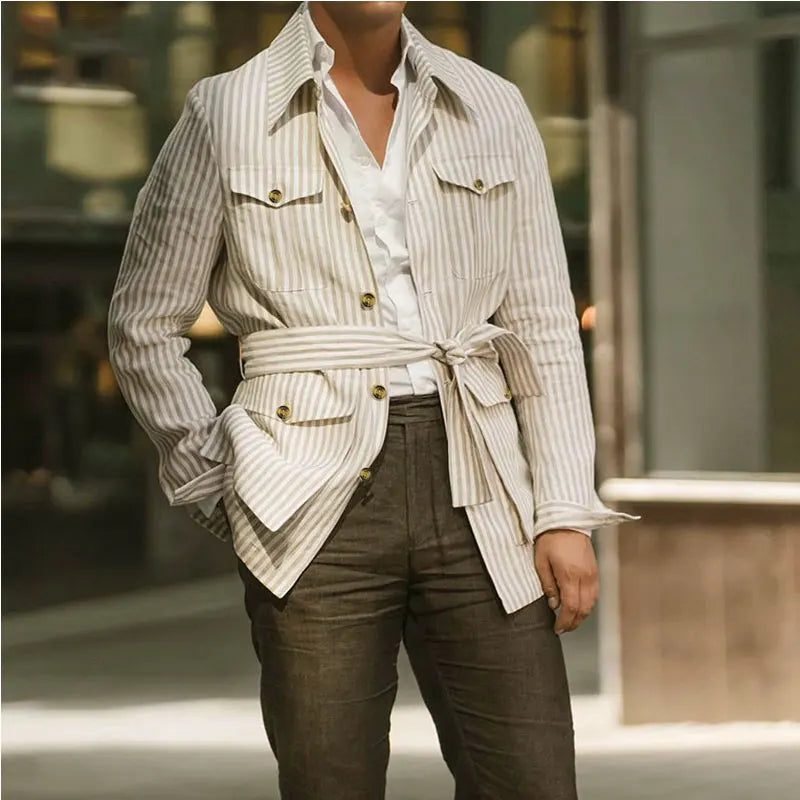 Luxury Long Sleeve Striped Pocket Shirt