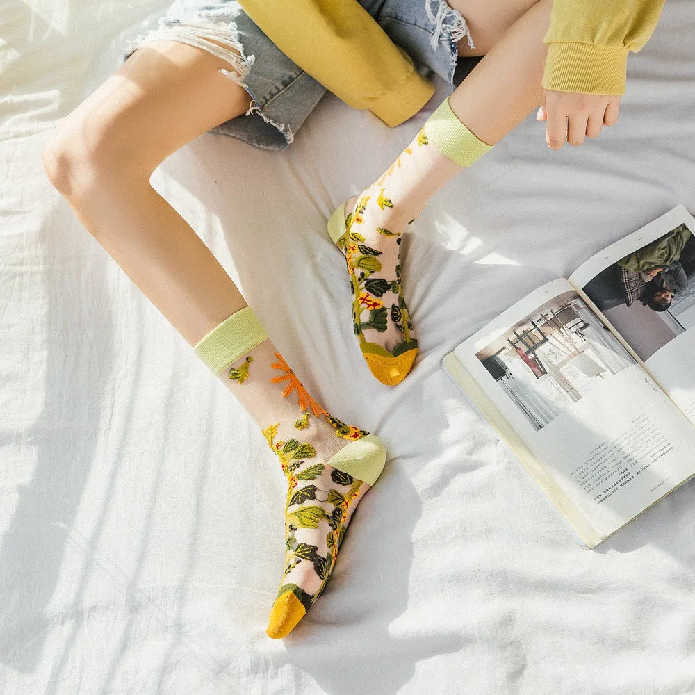 Summer Floral Crew Neck Socks