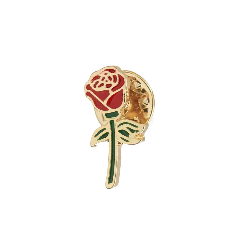 Lipstick Rose Flower Brooches