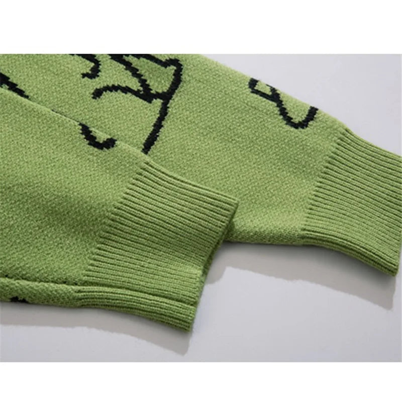Weird Core Dinosaur Knitted Sweater