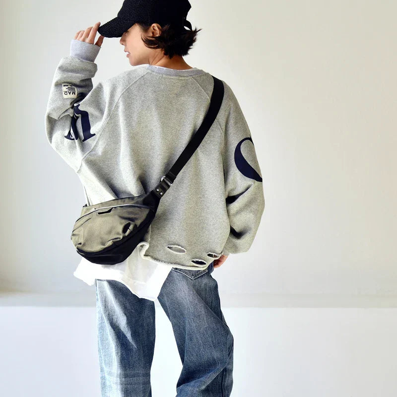 Y2K Literary Personality Print Oversized Sweater