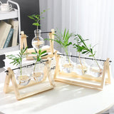 Vintage Transparent Vase Wooden Frame Vase