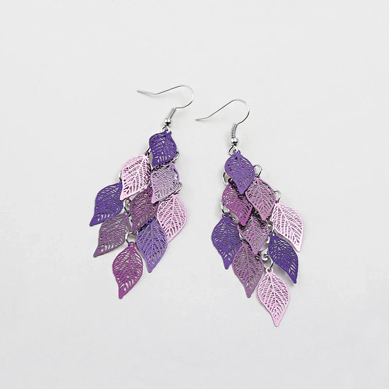 Vintage Hollow Leaves Shiny Earrings