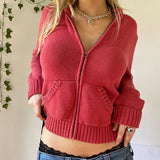 Vintage Y2k Knitted Zip-Up Hoodie