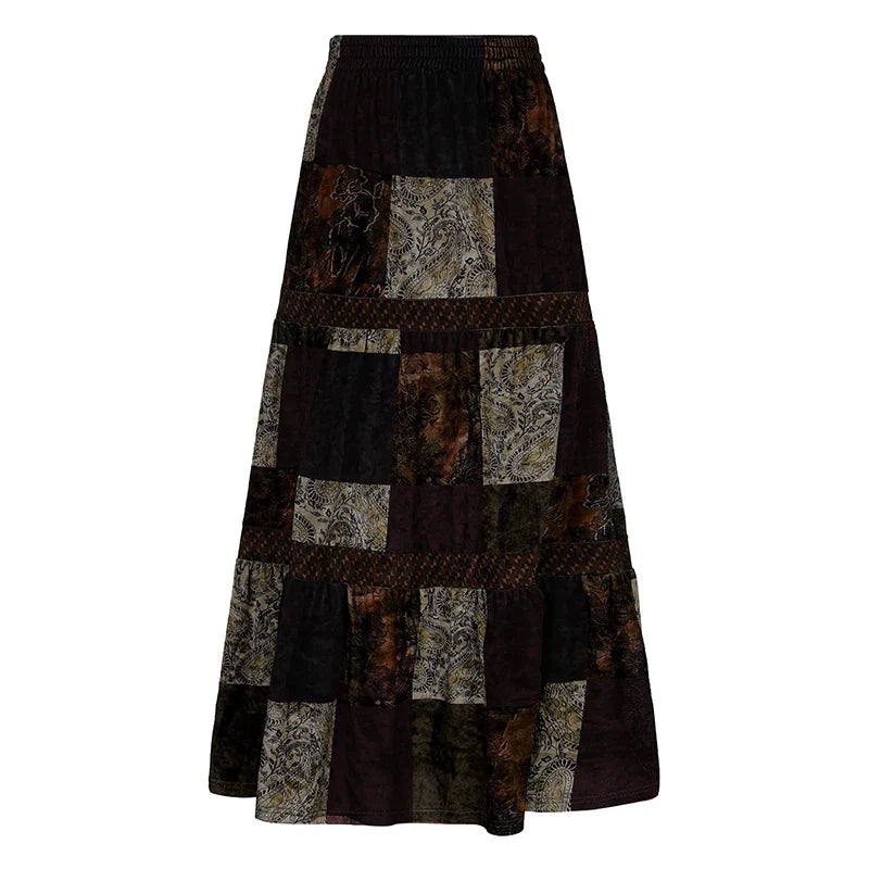 Patchwork Retro Maxi Skirt