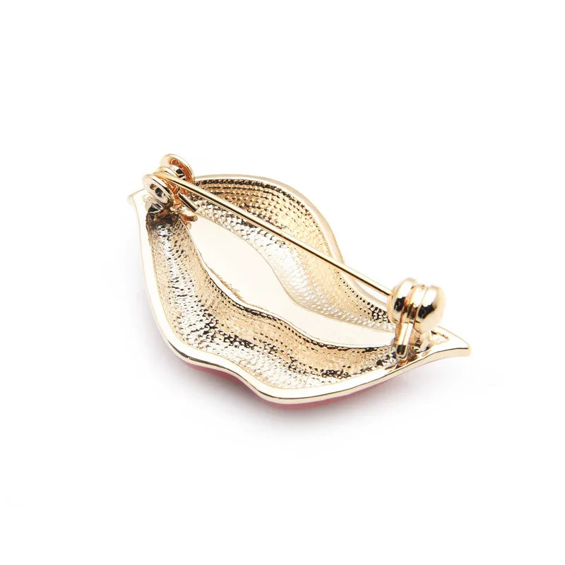 Red Lips Shape Enamel Brooches