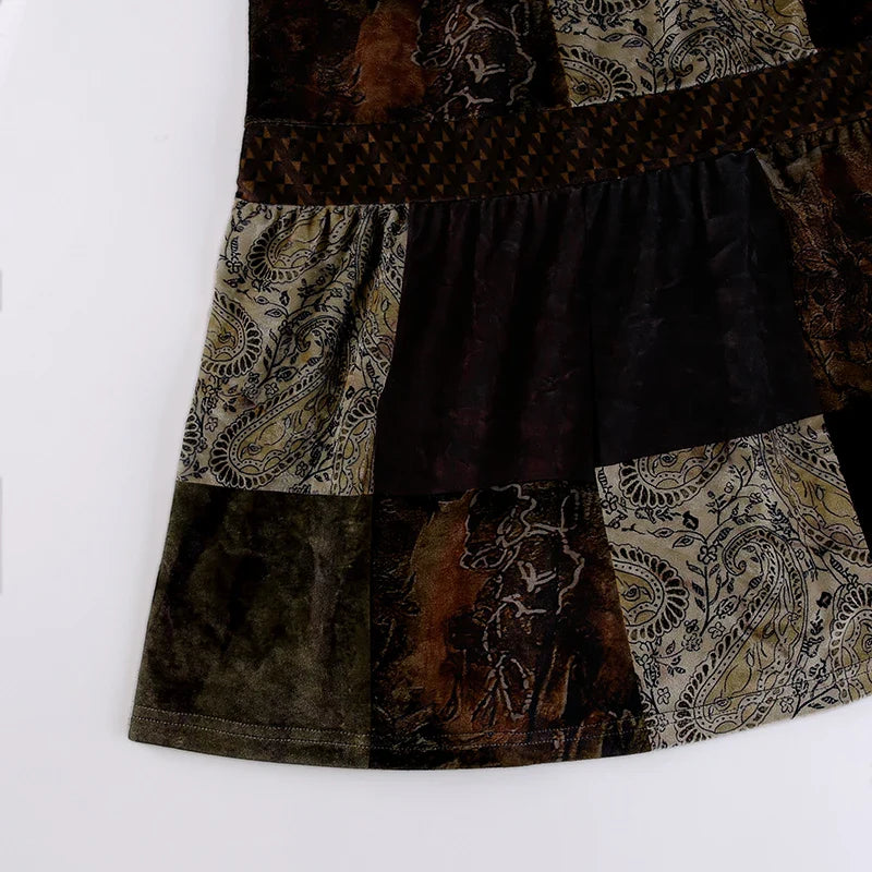 Patchwork Retro Maxi Skirt