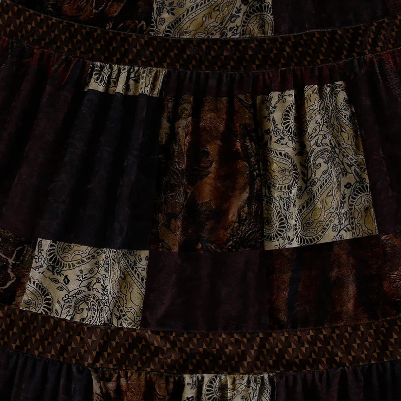 Patchwork Retro Maxi Skirt