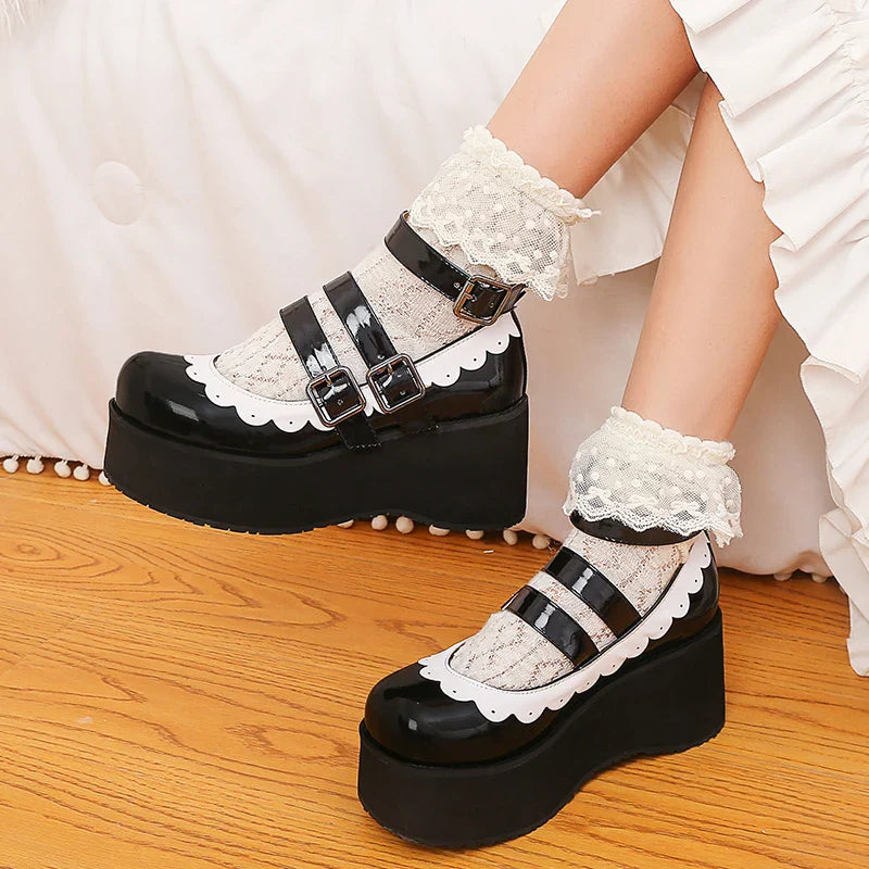 Coquette Core Platform Ruffle Shoes