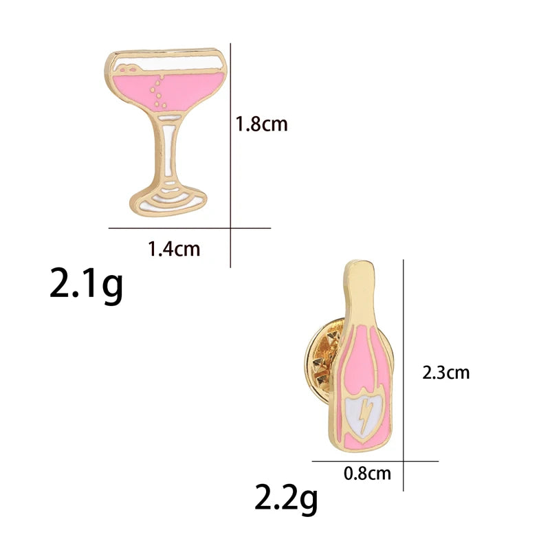 Mini Cute Wine And Glasses Pins