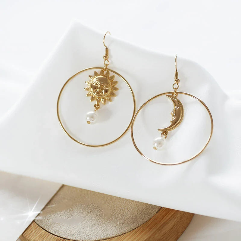 Bohemian Gold Asymmetric Circle Earrings