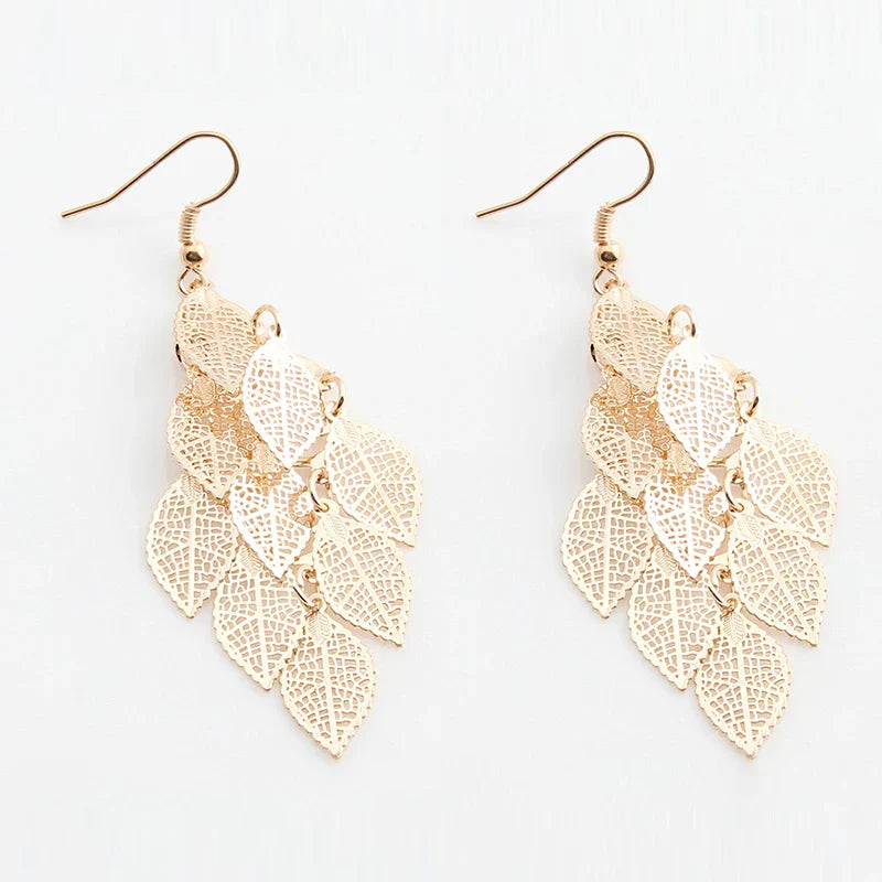 Vintage Hollow Leaves Shiny Earrings