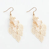 Vintage Hollow Leaves Shiny Earrings