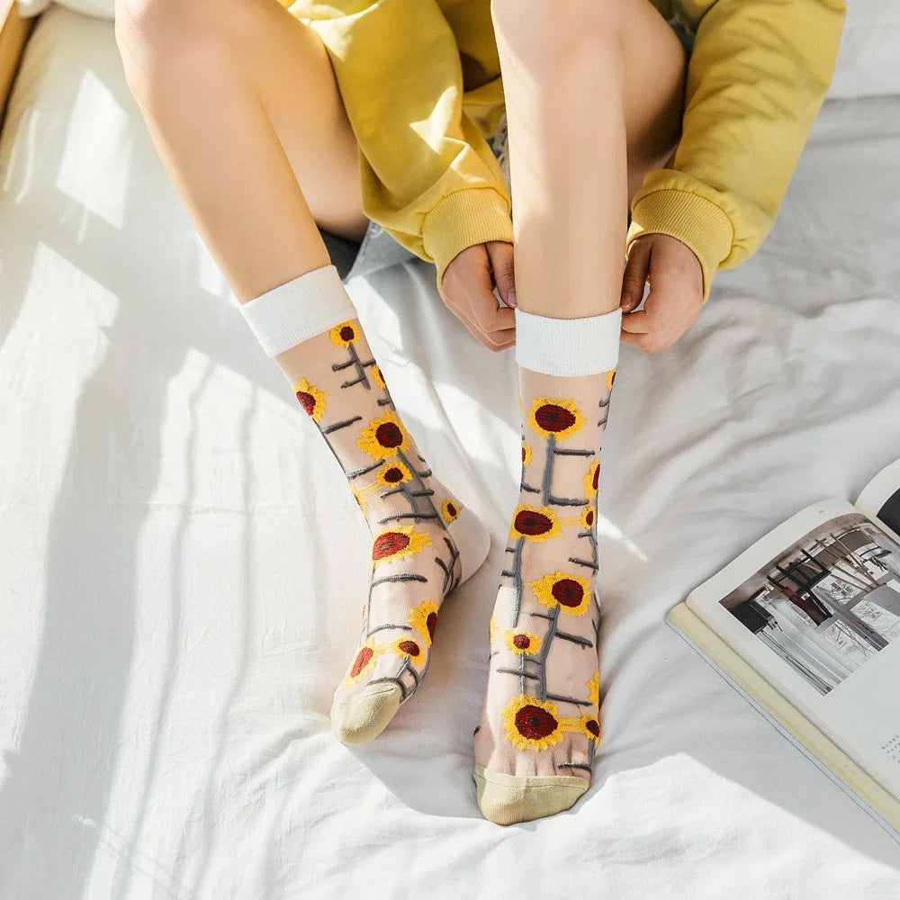 Summer Floral Crew Neck Socks