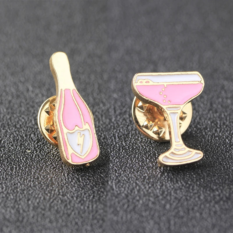 Mini Cute Wine And Glasses Pins
