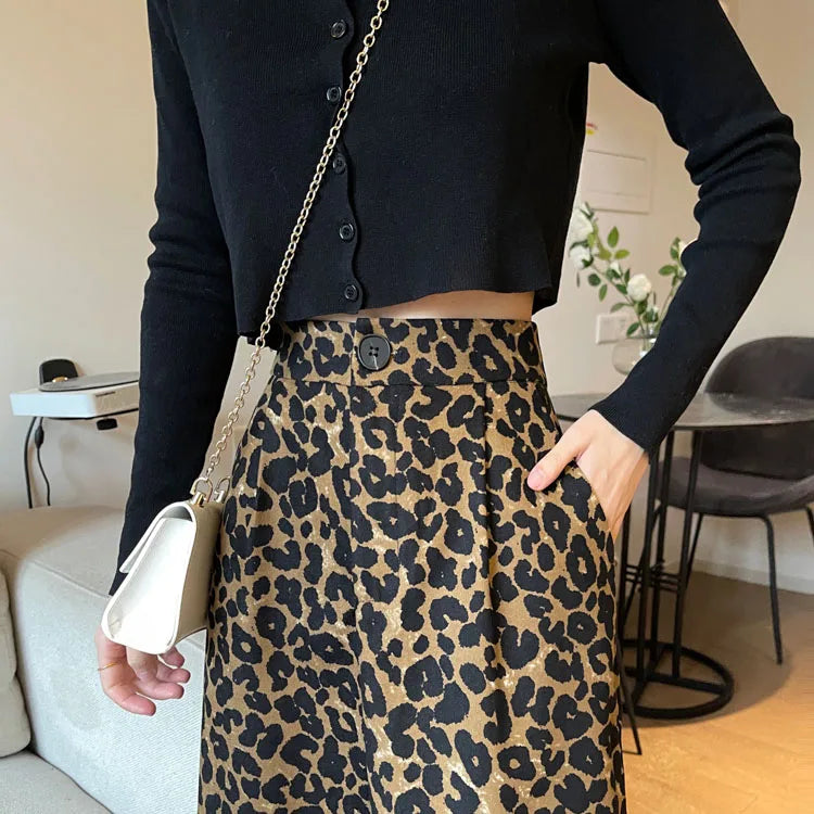 Leopard High Waist Straight Leg Pants