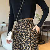 Leopard High Waist Straight Leg Pants