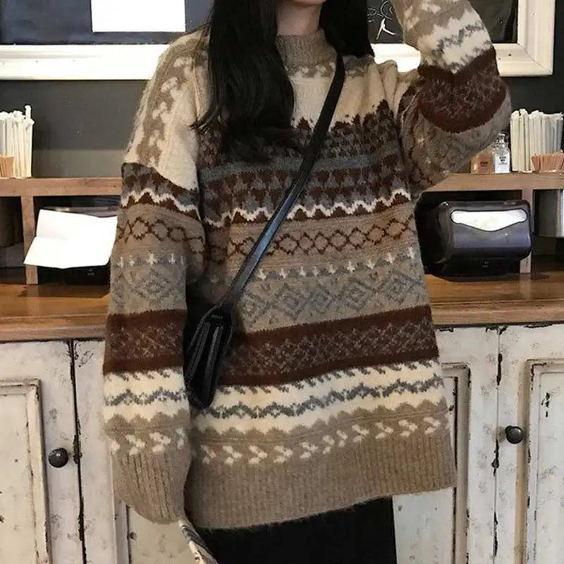 Cozy Striped Winter Pullover Sweater