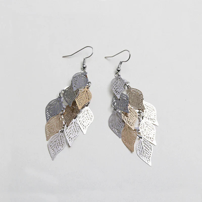 Vintage Hollow Leaves Shiny Earrings