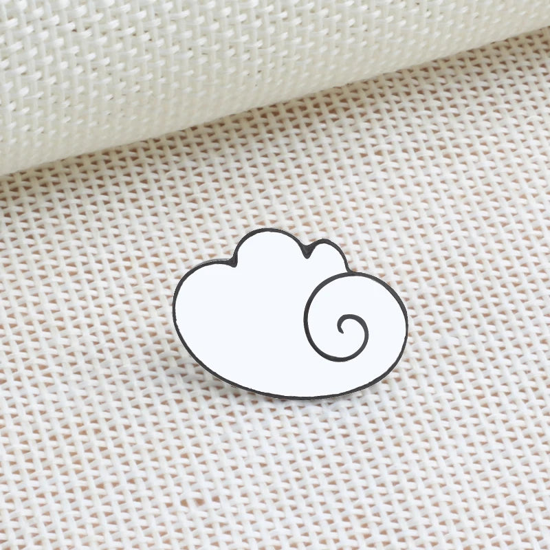Black Cloud White Metal Pins